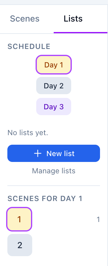 First shot list - Spell Slate